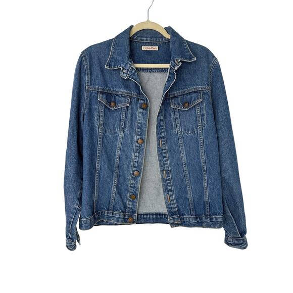 Calvin Klein Vtg. 80’s 90’s Denim Trucker Jacket Women S Estimated Grunge Jean - Picture 1 of 9